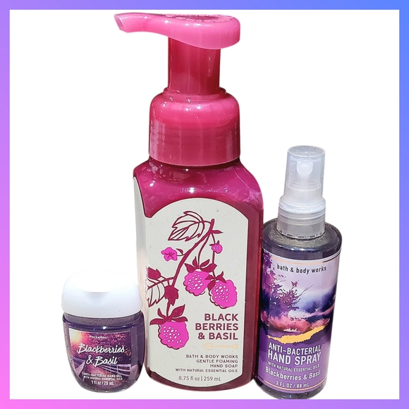 BLACKBERRIES & BASIL HAND CARE BUNDLE FOAM SOAP & SANITIZERS - Picture 1 of 1